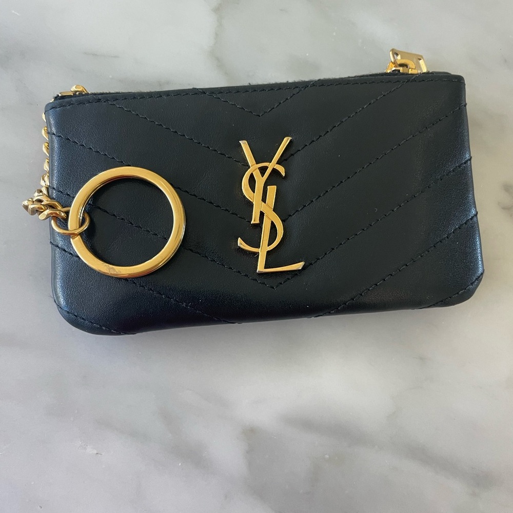 Yves Saint Laurent Black Clutch with Gold Accents